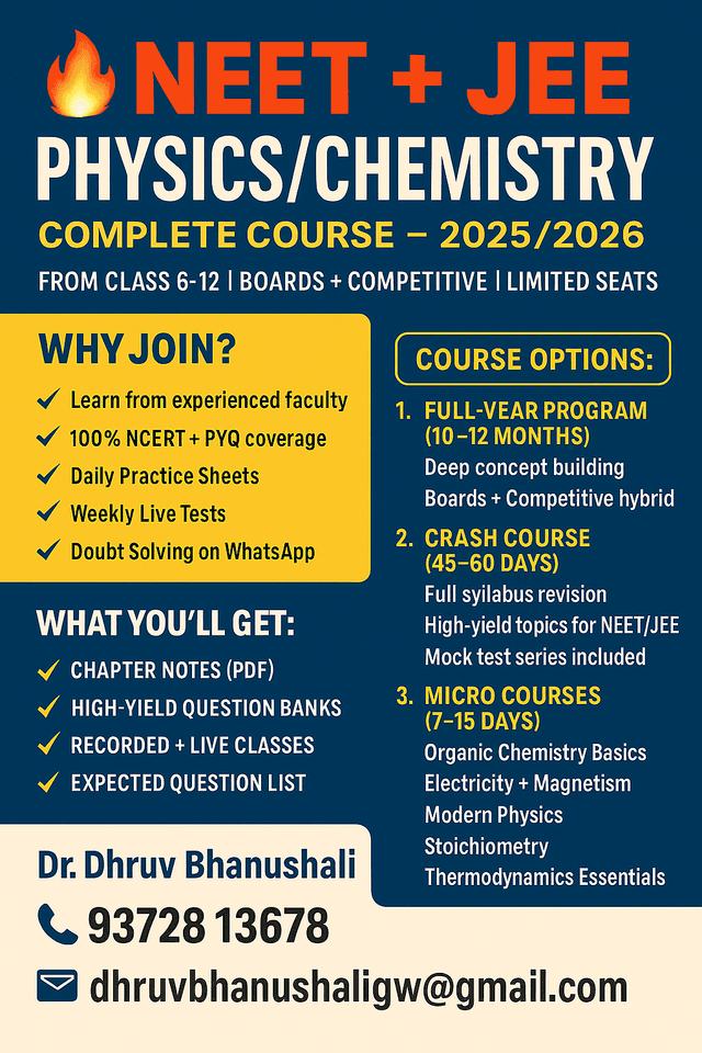 Physics & Chemistry Course – NCERT + PYQ (Class 6–12) NEET by Dhruv Vasant