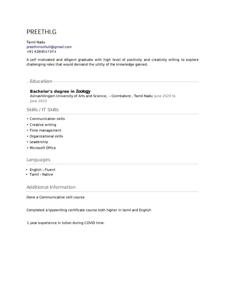 Zoology Classes by Preethi