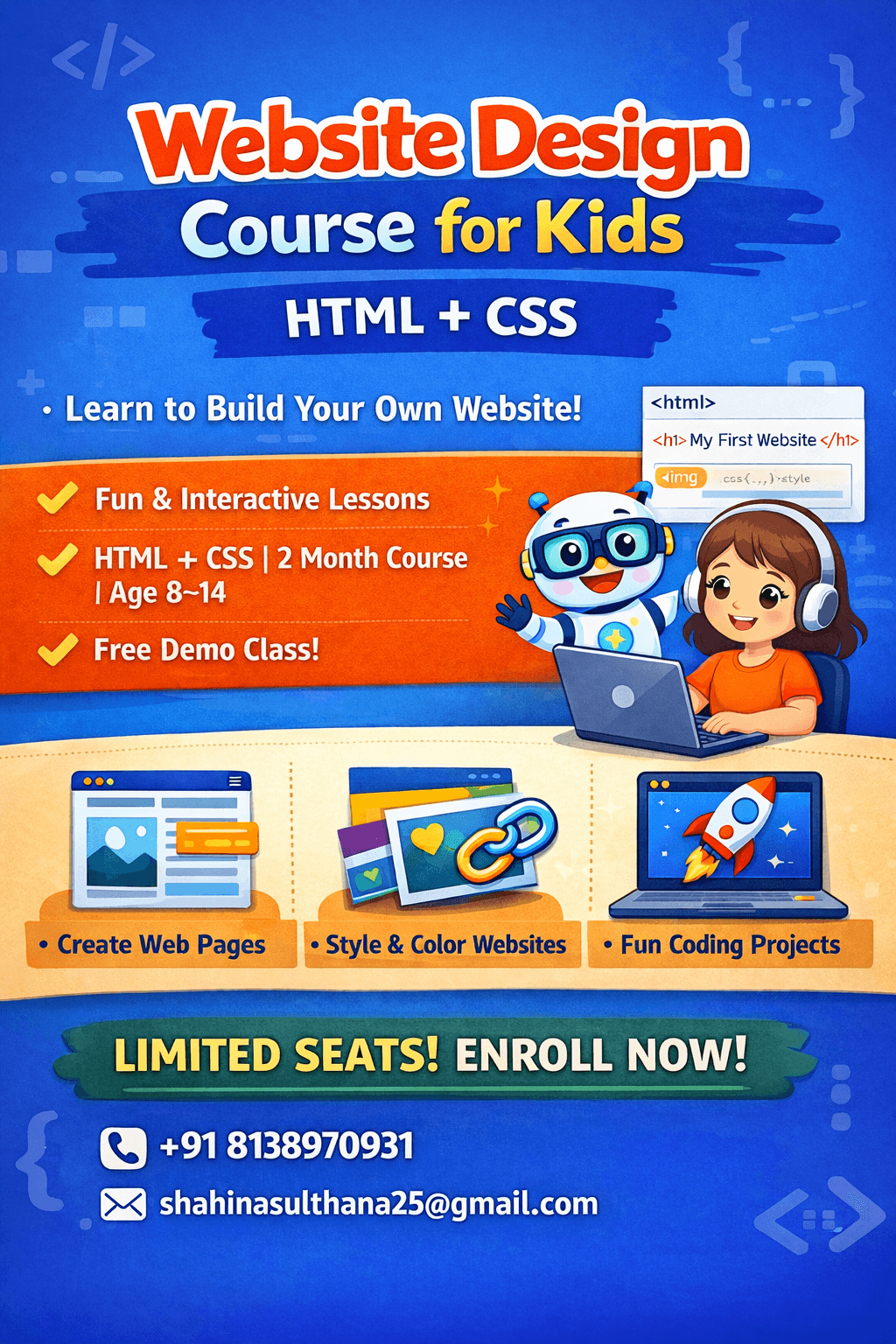 Website Design Course for Kids (HTML & CSS)  by Shahina Sulthana