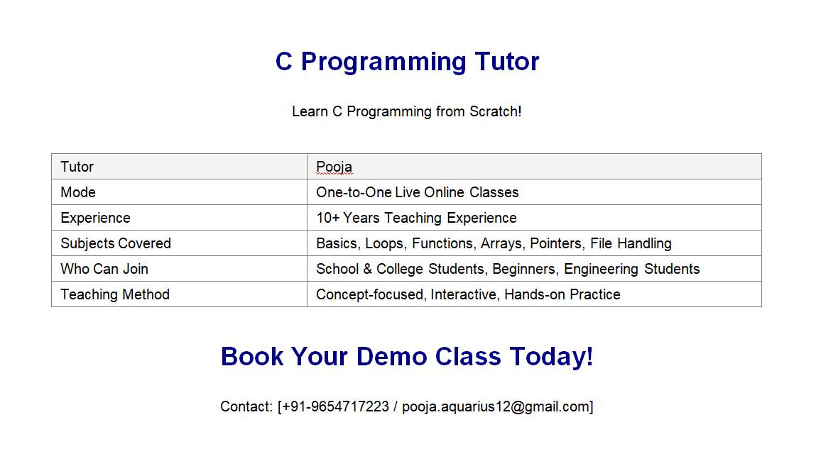 C programming Course by Pooja Sharma