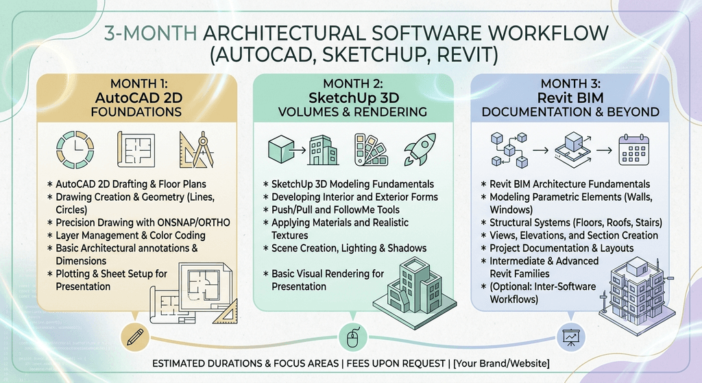 AutoCAD, SketchUp,Revit