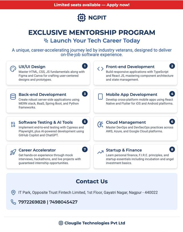 All Full Stack , Data science , Data Analysis - Nagpur IT Training Institute