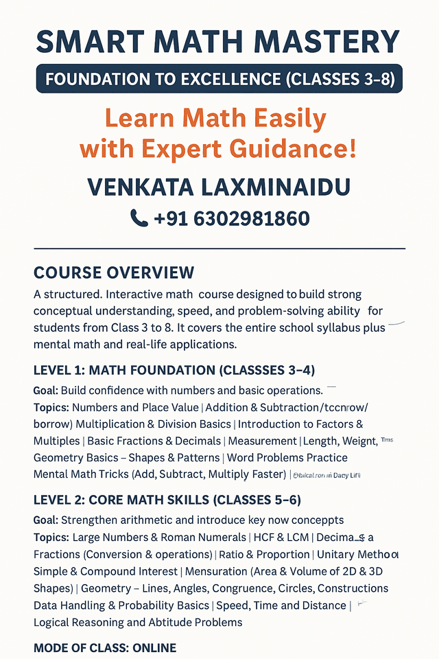 Smart Math Mastery – Foundation to Excellence