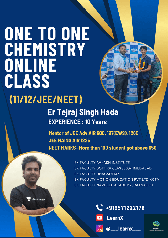 Chemistry 10/11/12/NEET/JEE Mains/JEE Advance - Tejraj Hada