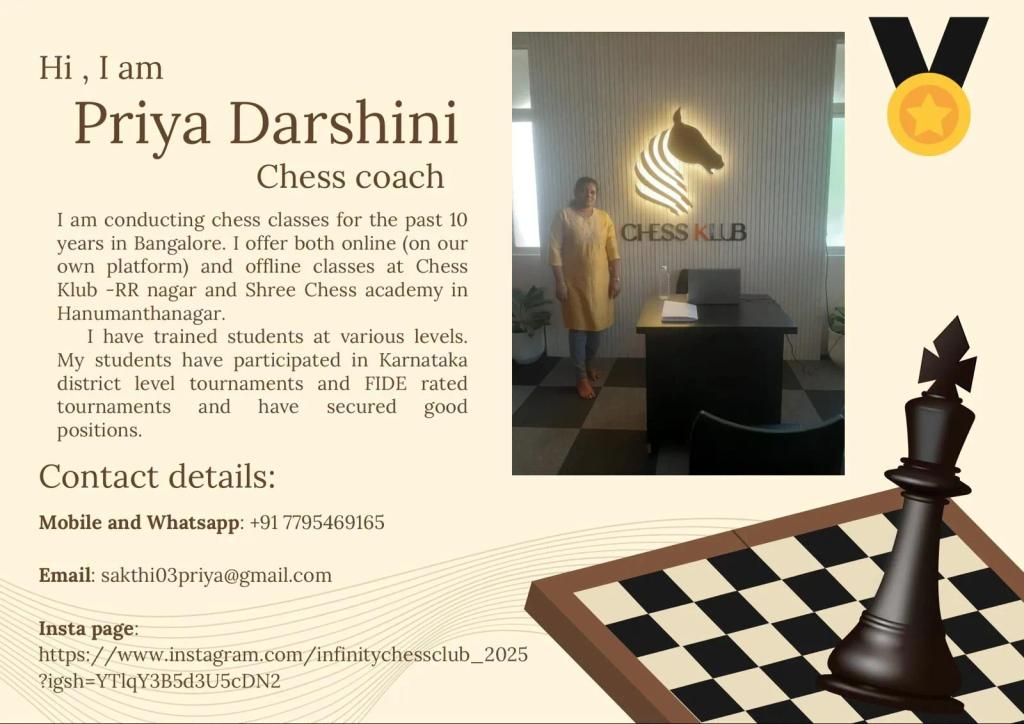 Chess Online Training – Tactics & Strategy by Priyadharshini A
