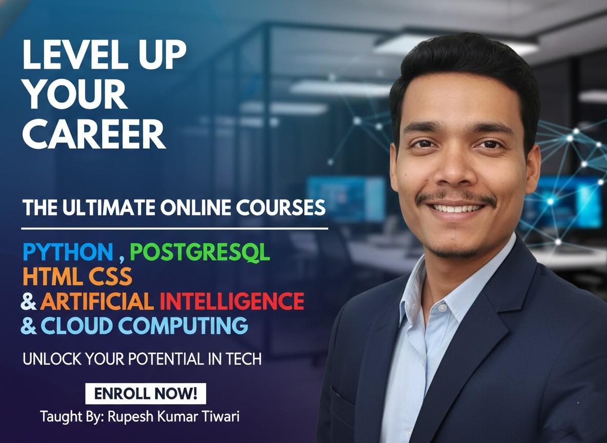 Full Python Programming with HTML, CSS, PostgreSQL & AI by Rupesh Kumar Tiwari