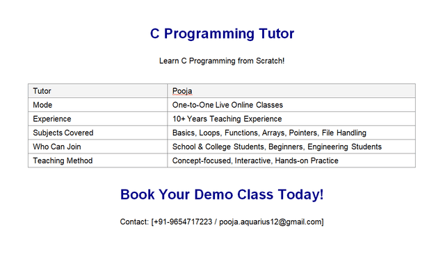 C programming Course by Pooja Sharma