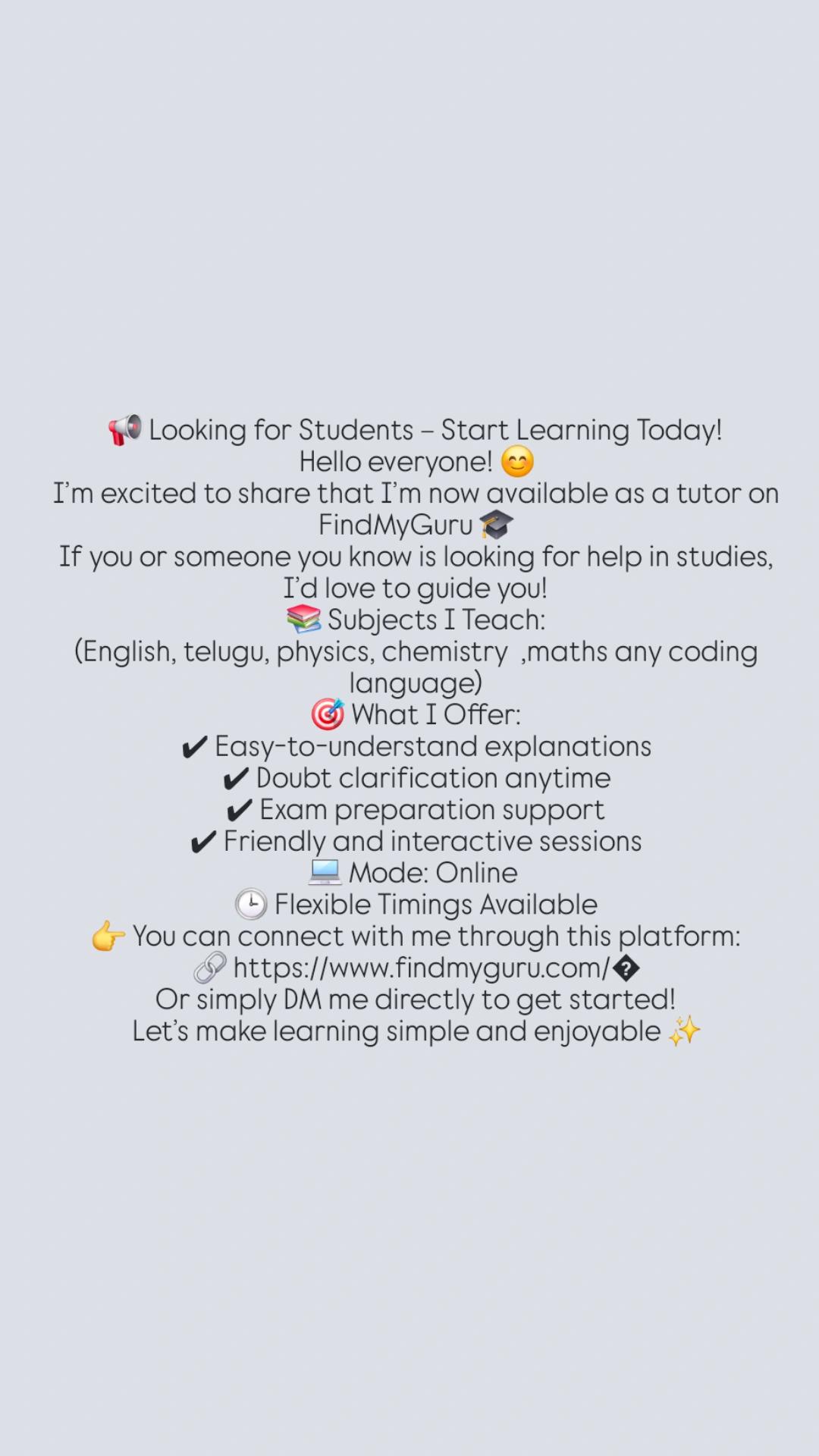 Physics, chemistry, telugu, English, coding