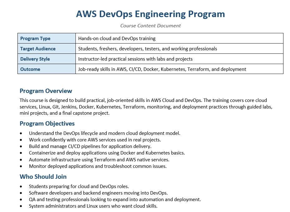 AWS DevOps Course by Shailesh Kumar