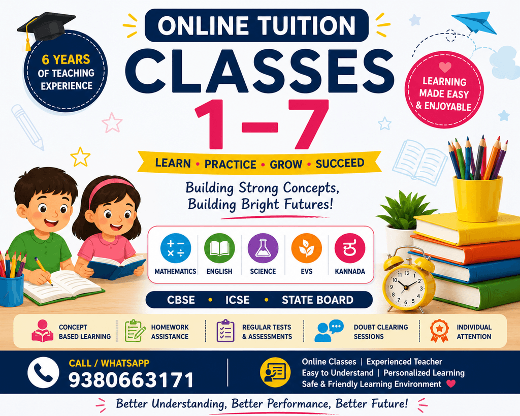 Academic Tuition for Classes 1–7 Online